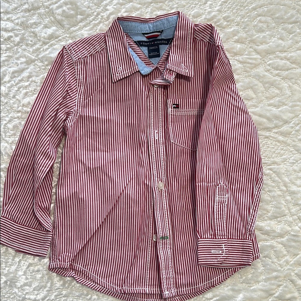 Tommy Hilfiger Kids Red Striped Shirt